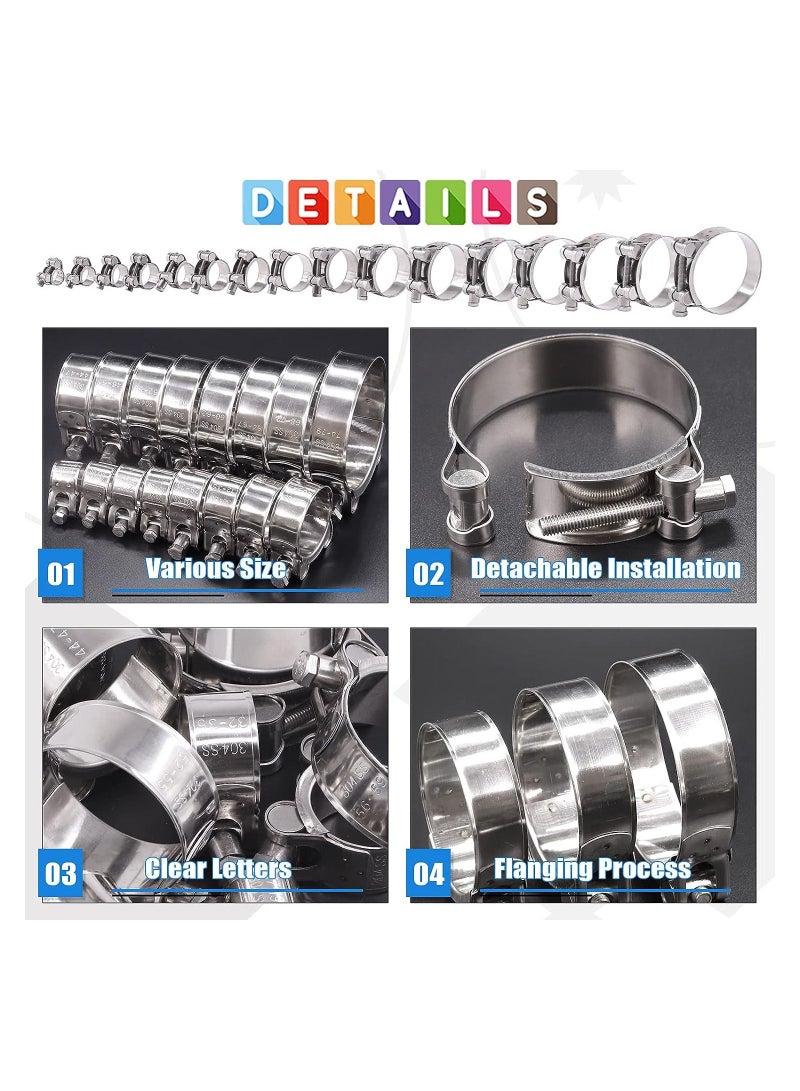SYOSI T-Bolt Hose Clamps 304 Stainless Steel Heavy Duty Ear Clamp Tube Clamp Adjustable Pipe Clamps for 1.7''-1.9'' Dia Range Hose (4 PCS, 44-47mm)  - Image 3