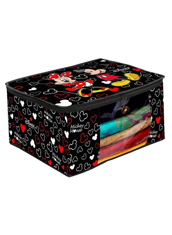 Kuber Industries Non-Woven Disney Mickey Print Saree Covers With Zip|Foldable Wardrobe Organizer For Clothes|Saree Bags Keep 8 To 10 Saree|Suitable For Lehenga, Suit, Dress|Pack Of 12 (Black) - Image 2