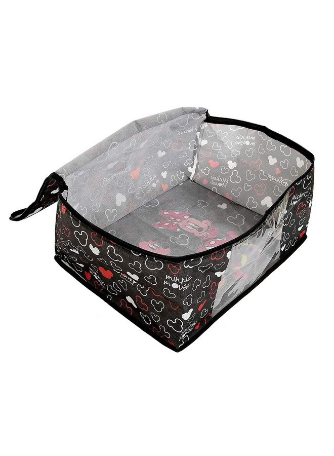 Kuber Industries Non-Woven Disney Mickey Print Saree Covers With Zip|Foldable Wardrobe Organizer For Clothes|Saree Bags Keep 8 To 10 Saree|Suitable For Lehenga, Suit, Dress|Pack Of 12 (Black) - Image 4