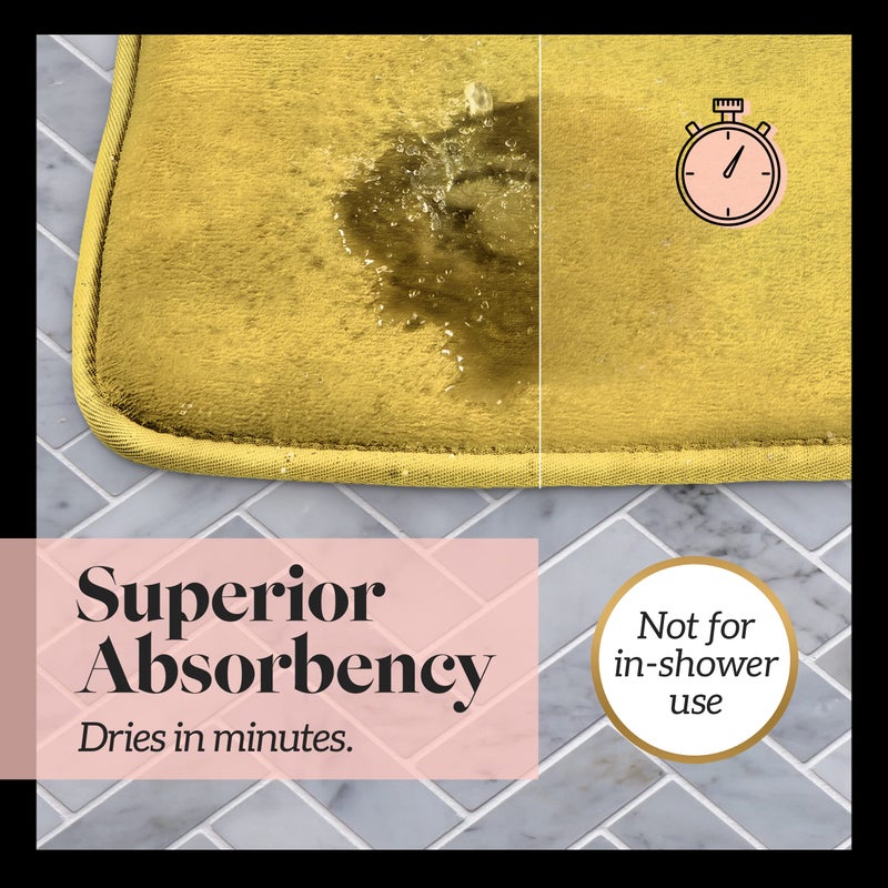 جنتيل حصيرة حمام حمام الحمام غير المنزلق - الخردل 20 "" × 32 "" سجاد حمام رغوة الذاكرة - حصيرة حمام جاف سريعة - Image 5