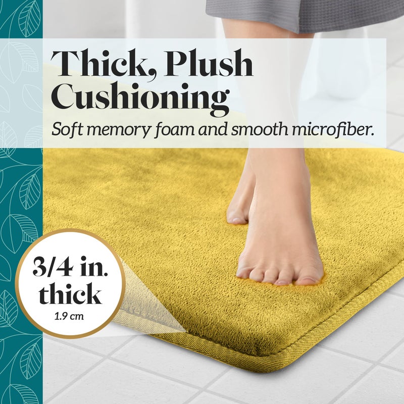 جنتيل حصيرة حمام حمام الحمام غير المنزلق - الخردل 20 "" × 32 "" سجاد حمام رغوة الذاكرة - حصيرة حمام جاف سريعة - Image 4
