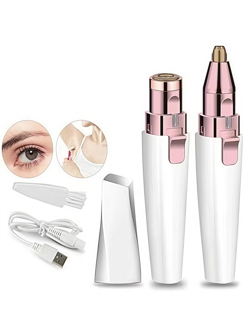 BlueHole 2-in-1 USB Eyebrow Trimmer, Electric Facial Hair Remover, Rechargeable Lady Painless Hair Remover for Face, Nose, Eyebrow, Arm, Leg, Armpit and Bikini - Image 2