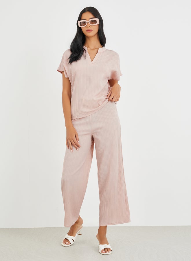 تايك تو طقم بلوزة بأكمام طويلة وسروال واسع الأرجل - Image 1