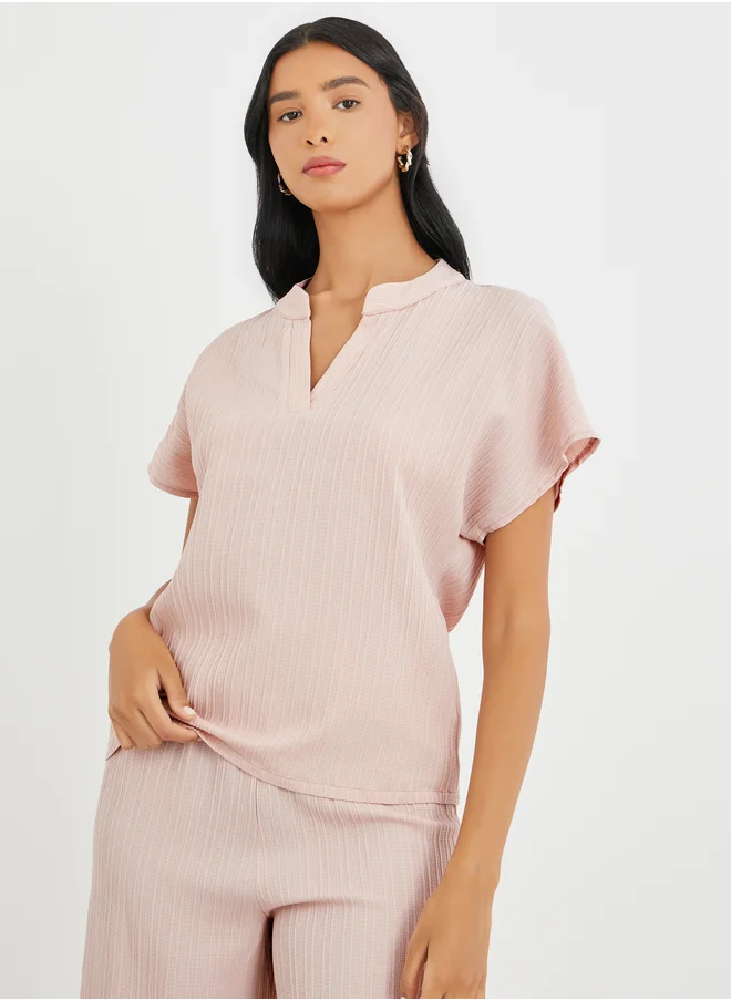 Take Two Take Two Solid Extended Sleeves Top and Wide Leg Pants Co-Ords