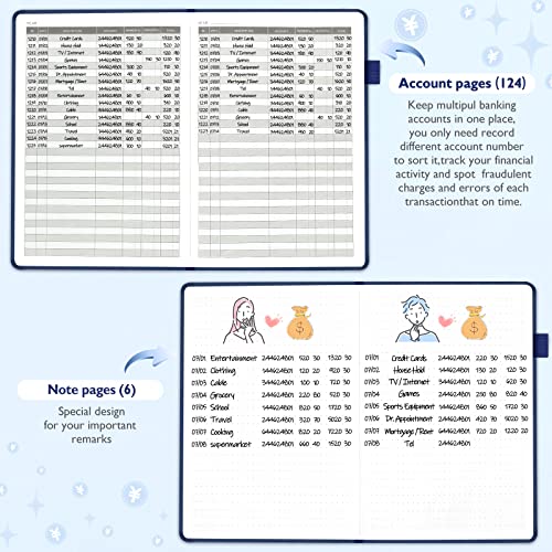 JUBTIC Hardcover Accounting Ledger Book (7x10″) - Bank Accounting Log for Small Business Bookkeeping & Personal Use - Account Tracker Notebook Track Accounts, Deposit, Expense & Balance - Navy Blue - Image 4