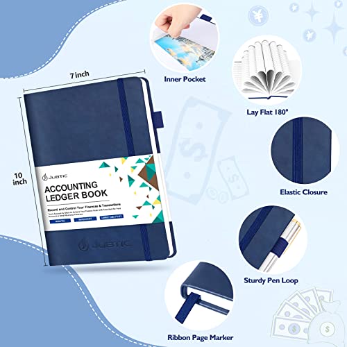 JUBTIC Hardcover Accounting Ledger Book (7x10″) - Bank Accounting Log for Small Business Bookkeeping & Personal Use - Account Tracker Notebook Track Accounts, Deposit, Expense & Balance - Navy Blue - Image 3