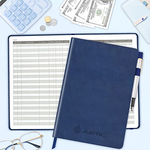 JUBTIC Hardcover Accounting Ledger Book (7x10″) - Bank Accounting Log for Small Business Bookkeeping & Personal Use - Account Tracker Notebook Track Accounts, Deposit, Expense & Balance - Navy Blue - Image 2