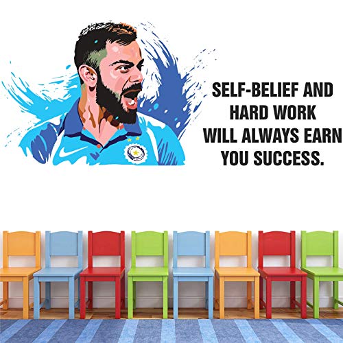 StickMe 'Virat Kohli - Cricket Player - Sports- Inspirational - Motivational - Quotes - Wall Sticker' -SM782 (Multi Colour, Vinyl - 130cm X 60 cm)-Self-Adhesive - Image 2