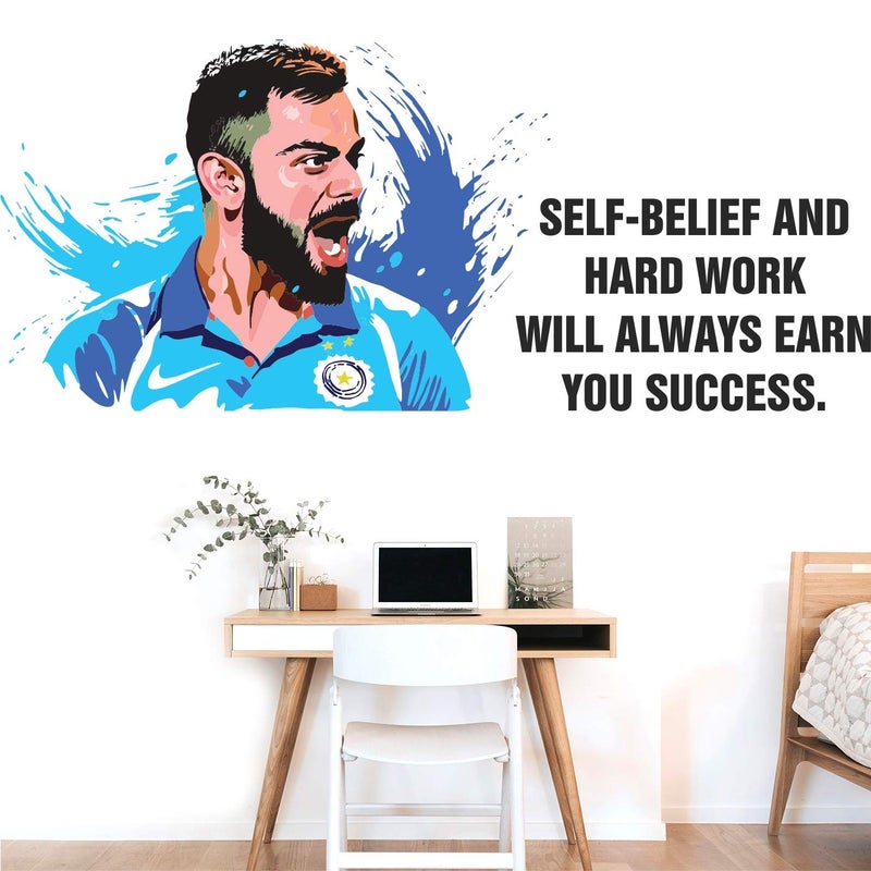 StickMe 'Virat Kohli - Cricket Player - Sports- Inspirational - Motivational - Quotes - Wall Sticker' -SM782 (Multi Colour, Vinyl - 130cm X 60 cm)-Self-Adhesive - Image 5