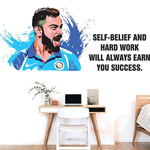 StickMe 'Virat Kohli - Cricket Player - Sports- Inspirational - Motivational - Quotes - Wall Sticker' -SM782 (Multi Colour, Vinyl - 130cm X 60 cm)-Self-Adhesive - Image 1