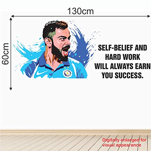 StickMe 'Virat Kohli - Cricket Player - Sports- Inspirational - Motivational - Quotes - Wall Sticker' -SM782 (Multi Colour, Vinyl - 130cm X 60 cm)-Self-Adhesive - Image 3