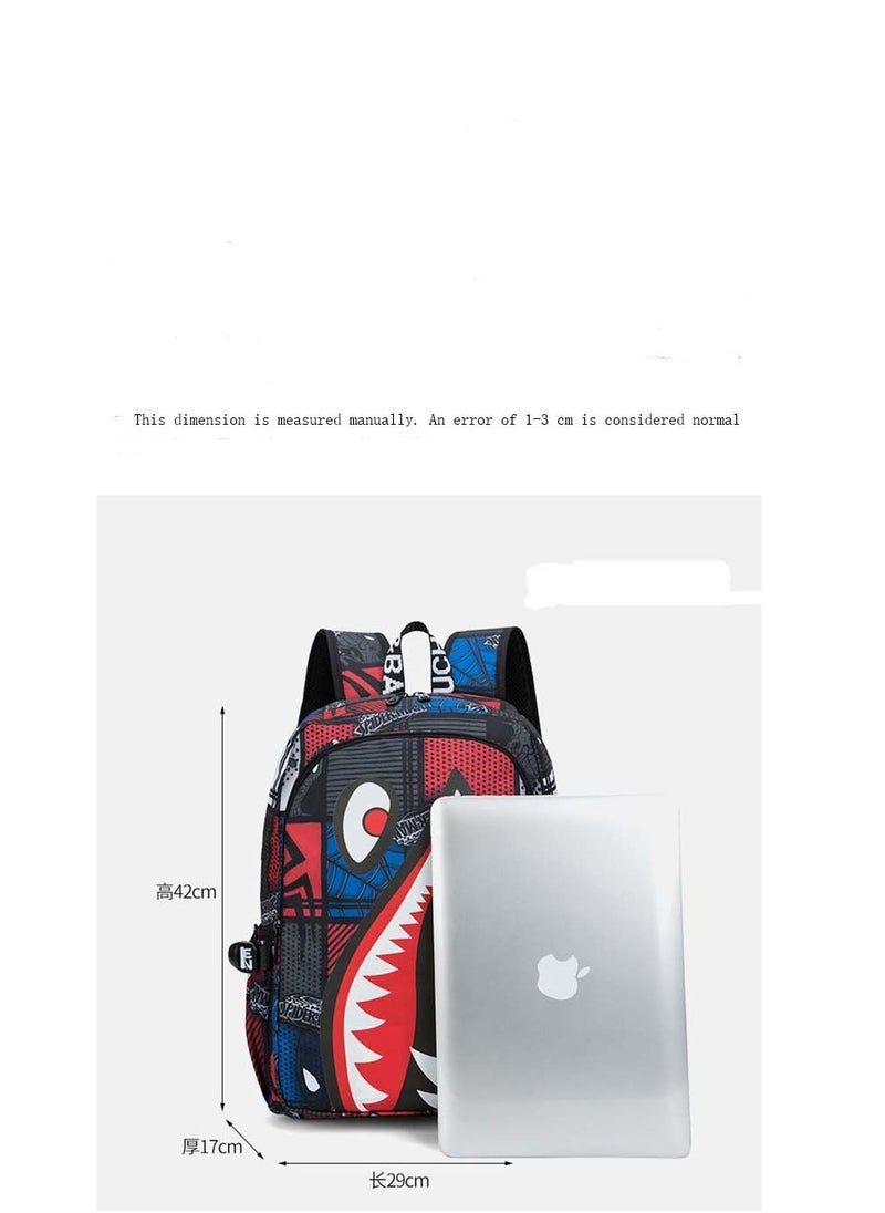 Taiahiro Oxford cloth Shark schoolbag, large-capacity schoolbag for primary and secondary school students, backpack with personality and simplicity.  - Image 2