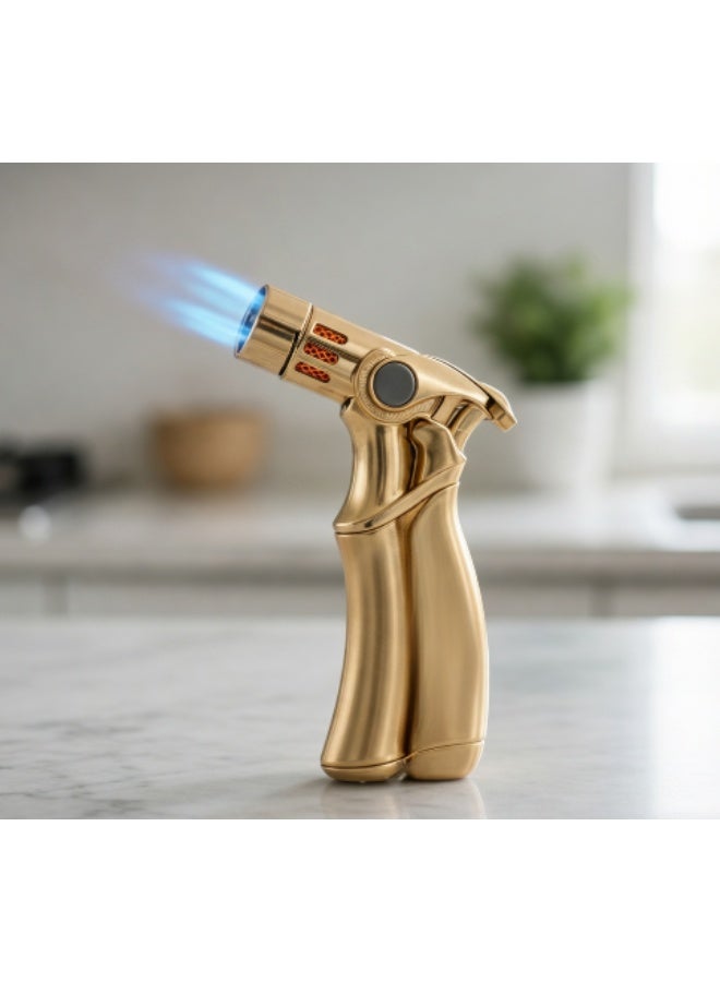 360-degree windproof lighter,kitchen lighter,gas lighter, charcoal lighter, adjustable flame, 4Jet Flame，refillable metal lighter (butane not included)，with Gift Package Box - Image 2