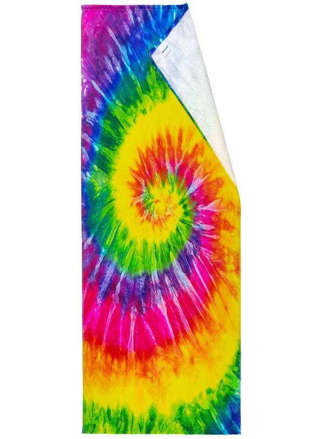 Beachland Tie Dye Beach Towel 30 x 60 inches 100% Cotton Rainbow Hippie Colors - One Side Printed (Tie Dye Bay, One Towel) - Image 2