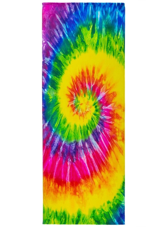 Beachland Tie Dye Beach Towel 30 x 60 inches 100% Cotton Rainbow Hippie Colors - One Side Printed (Tie Dye Bay, One Towel) - Image 1