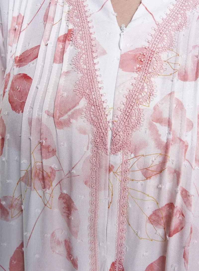 Kashkha  Rose  Print Dobby Rayon Long Nightwear Dress (CNH482) for Women | Best Price UAE
