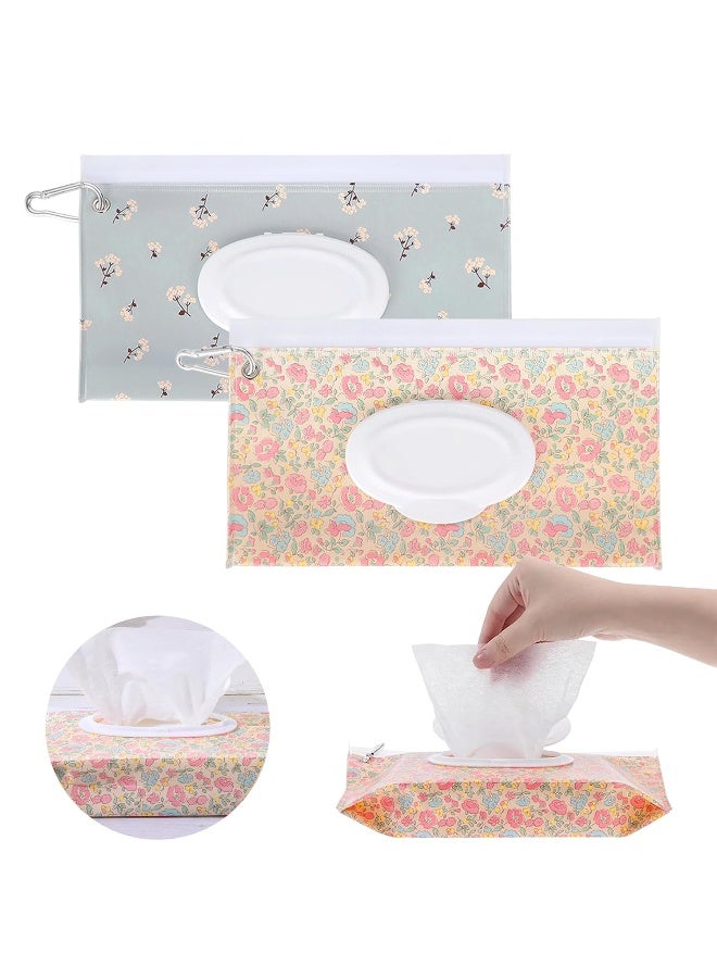 YAHUIPEIUS 2Packs Baby Wipes Dispenser Portable Baby Wipe Holder Refillable Wet Wipes Container Reusable Travel Wipes Case, Keeps Wipes Fresh(Blue) - Image 1