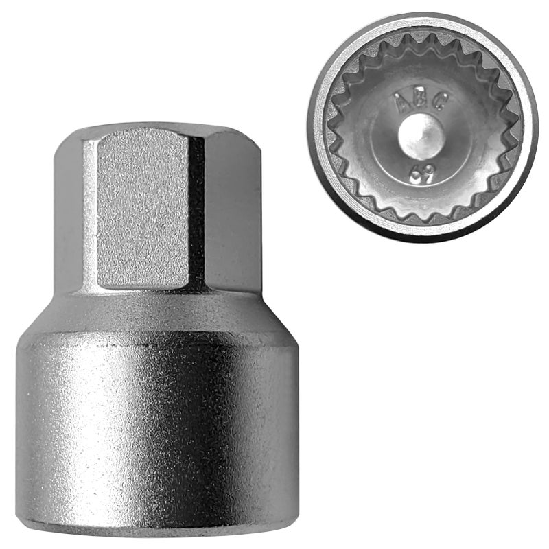 Wheel Locking Nut Key Replacement for Porsche, 69 Thin-walled Wheel Lock Nut Socket Adapter, Wheel Anti-Theft Lug Nut Removal Tool - Image 1