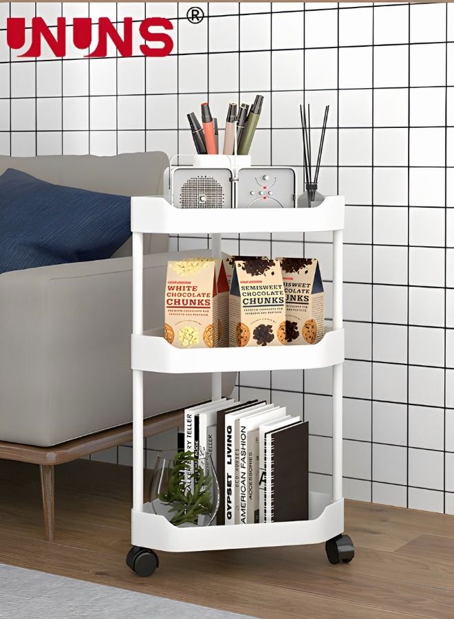 UNUNS Corner Shelf Stand 3 Tier,Corner Display With Universal Wheels AndHooks For Bathroom,Living Room,Bedroom,Corner Shelf Bathroom Storage Organizer - Image 2