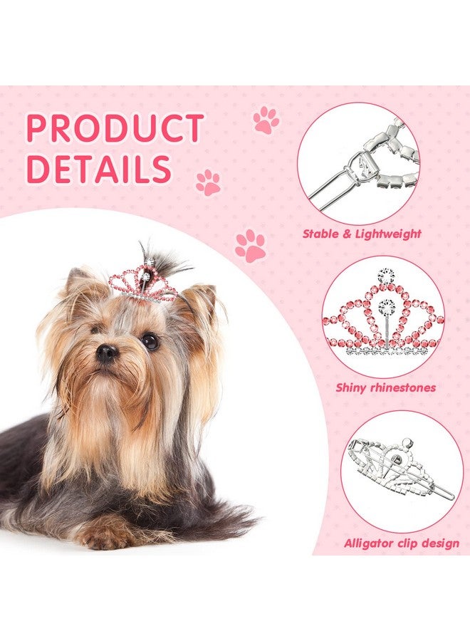 MTLEE Crystal Rhinestone Hair Accessories - 2 Tiara Clips for Dogs, Girls and Pet Grooming Costumes (Pink) - Image 4