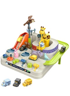 Hanayo Wheels Track Set with 4 Toy Car Set Multi-Lane Preschool Educational City Rescue Cartoon Car Race Track Big Adventure Puzzle Rail Car Coasting Magnetic Slot Toys For Kids  - Image 1
