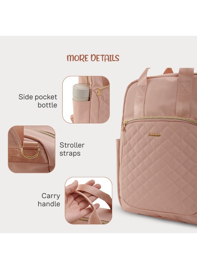 Sunveno Jewel Diaper Backpack  with Stroller Straps - Rose Gold - Image 4