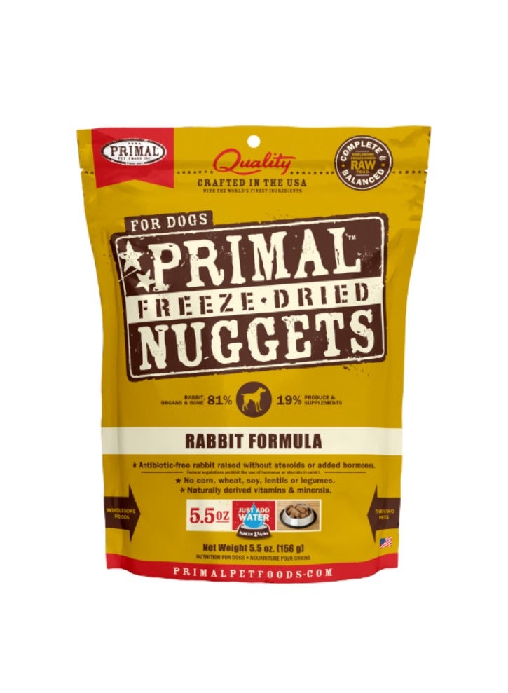 Primal Pet Foods Freeze Dried Dog Nuggets Rabbit Complete And Balanced Meal 156g - Image 1