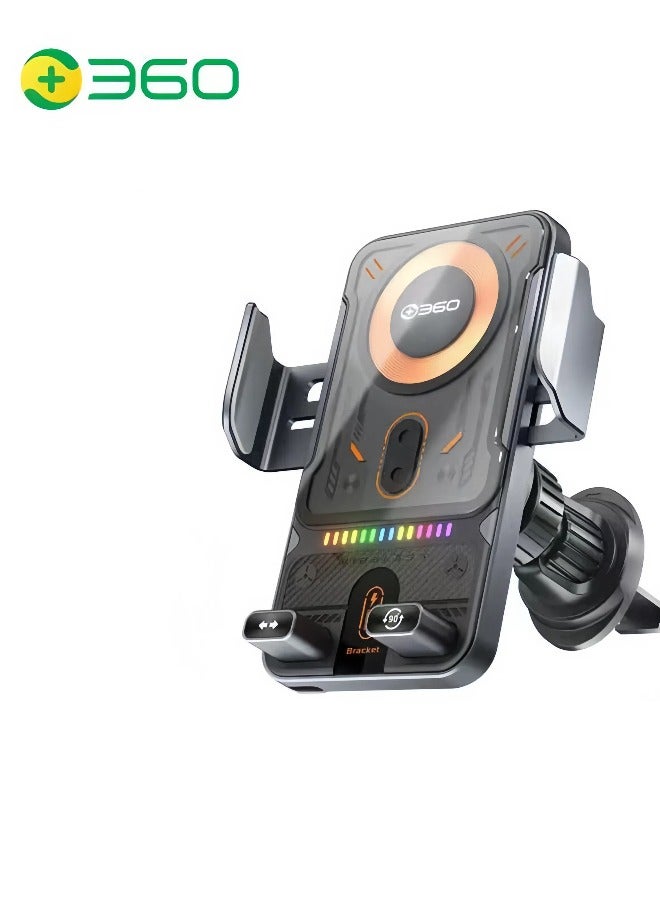 360 Car Wireless Charger Mobile Phone Stand Wireless Fast Charging Air Outlet Navigation Automatic Induction Electric Rotation - Image 1
