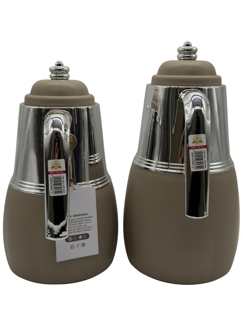 AL-GANNAS 2 Peice Thermos Set for Tea & Coffee | 1L & 0.7L | High-Quality with 2-Year Heat Retention Warranty | Elegant New Design - Image 2