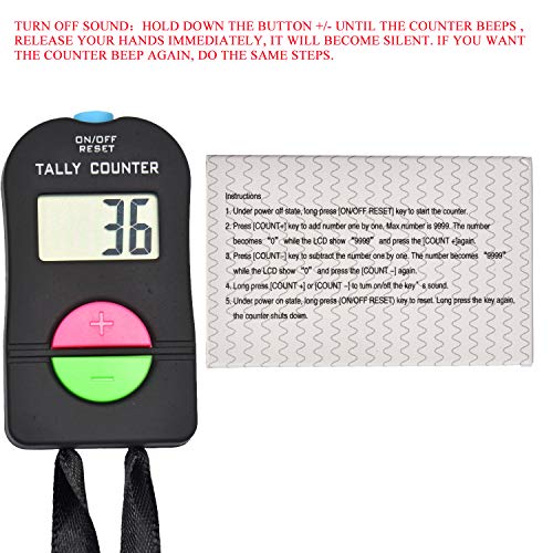 Woniutch Electronic Tally Counter/Handheld Number Clicker with Lanyard, 4-Digital,Disc Golf/Baseball Pitch/Bus Driver/Fish/Crochet Row Count (1 Pack) - Image 2