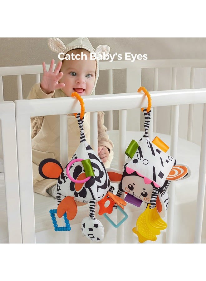 TUMAMA TUMAMA High Contrast Baby Toys, Black and White Infant Toys 0-3 Months for Newborn, Soft Sensory Rattles Toys with Teether for Toddlers  - Image 4
