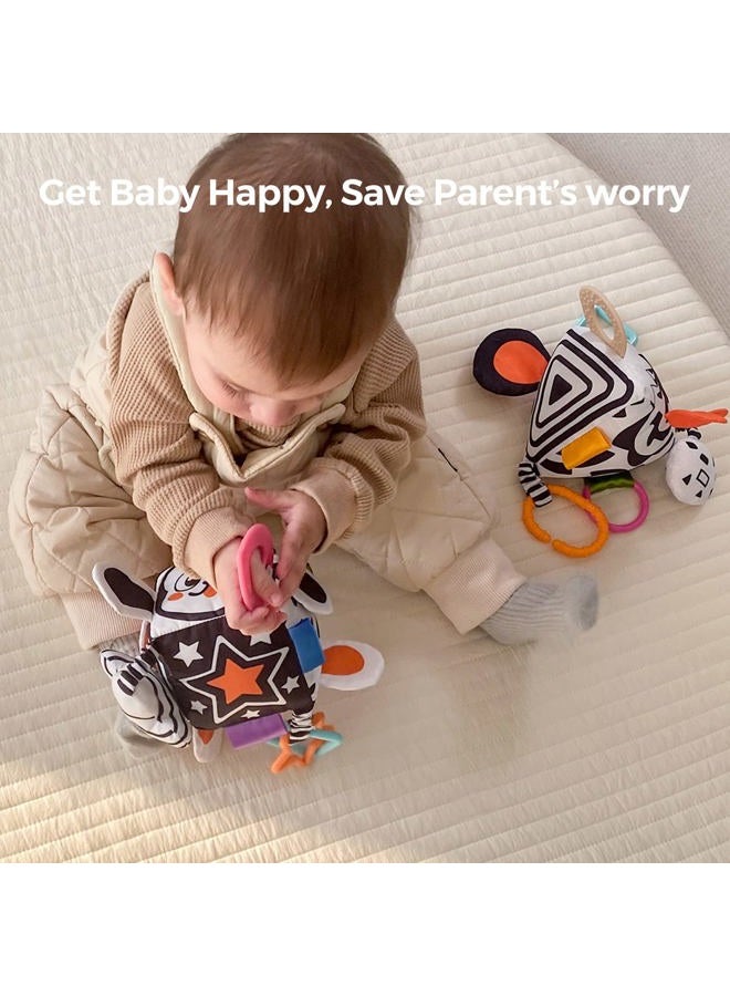 TUMAMA TUMAMA High Contrast Baby Toys, Black and White Infant Toys 0-3 Months for Newborn, Soft Sensory Rattles Toys with Teether for Toddlers  - Image 5