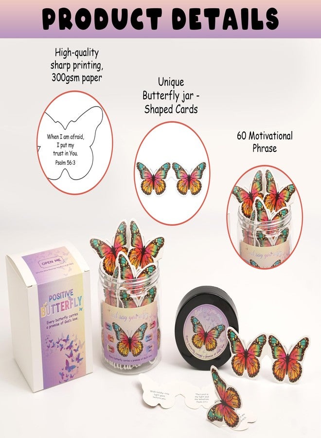 KATINAT Positive Butterfly Jar - Christian Graduation Gifts for Hers, Butterfly Gifts For Women, Daily Affirmations Card, Birthday Gift for Women - Image 3