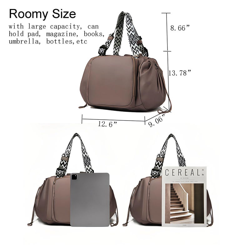 Fashowlife Multi-Function Tote Bag Large Capacityâ€“ Versatile Nylon Lightweight Backpack with 15 Pockets for Car Travel Shopping Everyday Organizer Carry, Khaki - Image 3