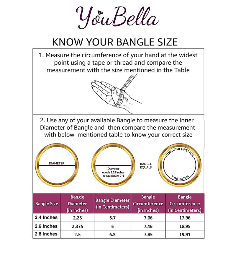 YouBella مجموعة أساور تقليدية مطلية بالذهب مزينة باللؤلؤ للفتيات والنساء - Image 3