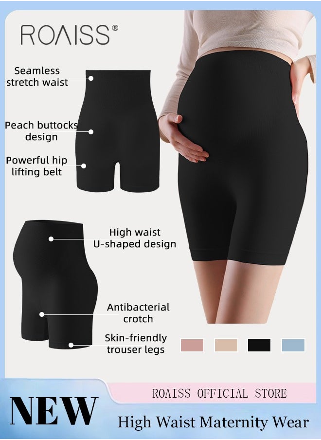 roaiss - Comfortable and Supportive Maternity Leggings for Plus Size Women High Waisted Seamless Design with Belly Support Anti Slip Features Relieves Waist Pressure Elastic and Skin Friendly Fabric - Image 1