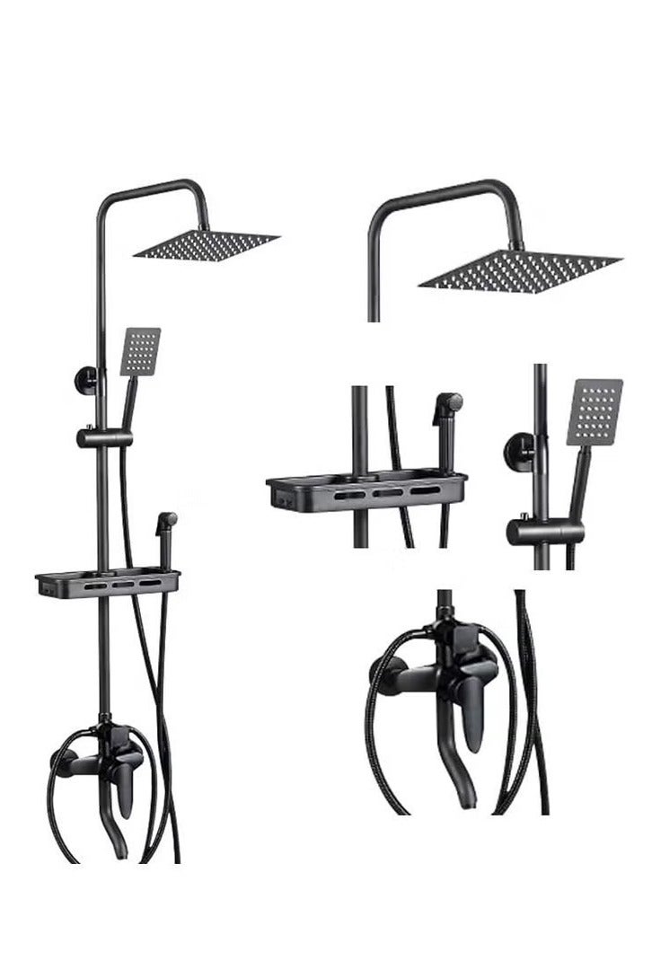 Arabest Shower Set,Shower Kit 8-Inch Shower Head with Handheld Including Rough-In Valve Body,Storage Rack and Trim Bathroom Rainfall Shower Kit Square - Image 1