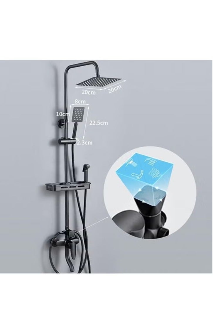 Arabest Shower Set,Shower Kit 8-Inch Shower Head with Handheld Including Rough-In Valve Body,Storage Rack and Trim Bathroom Rainfall Shower Kit Square - Image 2