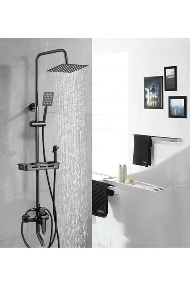 Arabest Shower Set,Shower Kit 8-Inch Shower Head with Handheld Including Rough-In Valve Body,Storage Rack and Trim Bathroom Rainfall Shower Kit Square - Image 3