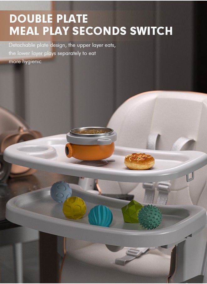 Soft Touch Baby High Chair High Chair for Toddlers Foldable Baby Chair Toddler Feeding Chair with Removable PU Leather and Tray  - Image 5