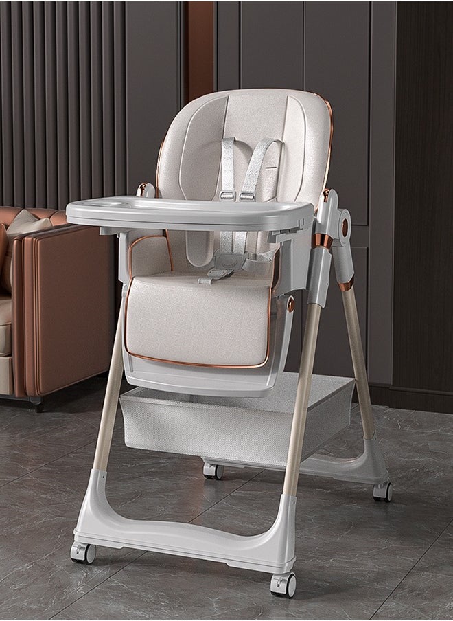 Soft Touch Baby High Chair High Chair for Toddlers Foldable Baby Chair Toddler Feeding Chair with Removable PU Leather and Tray  - Image 1