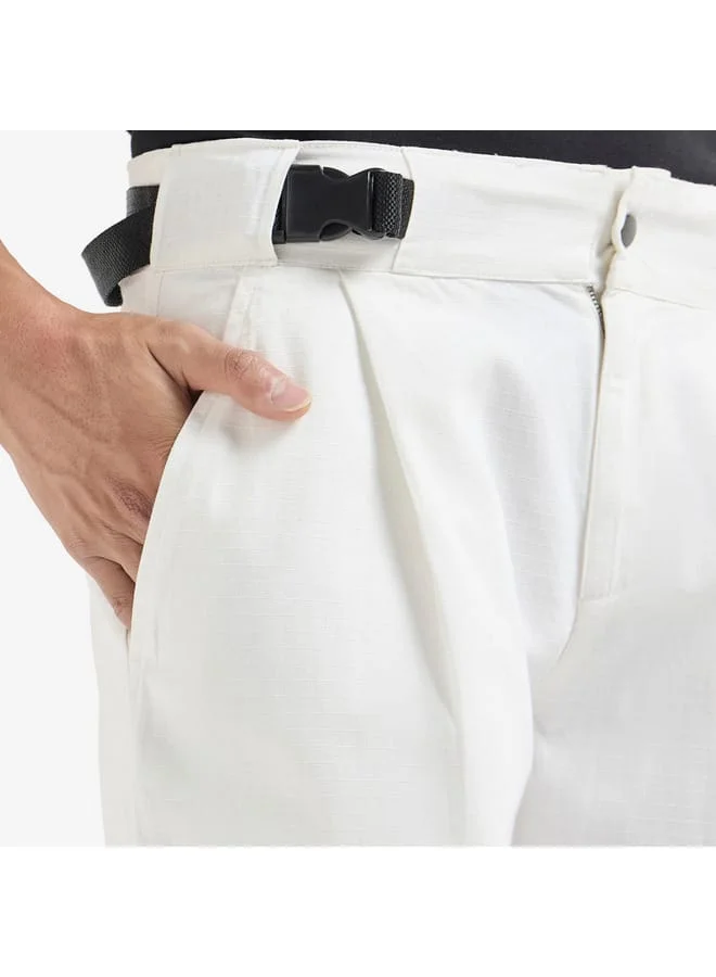 Splash FAV Textured Regular Fit Flexi Waist Trousers with Belt Detail and Pockets