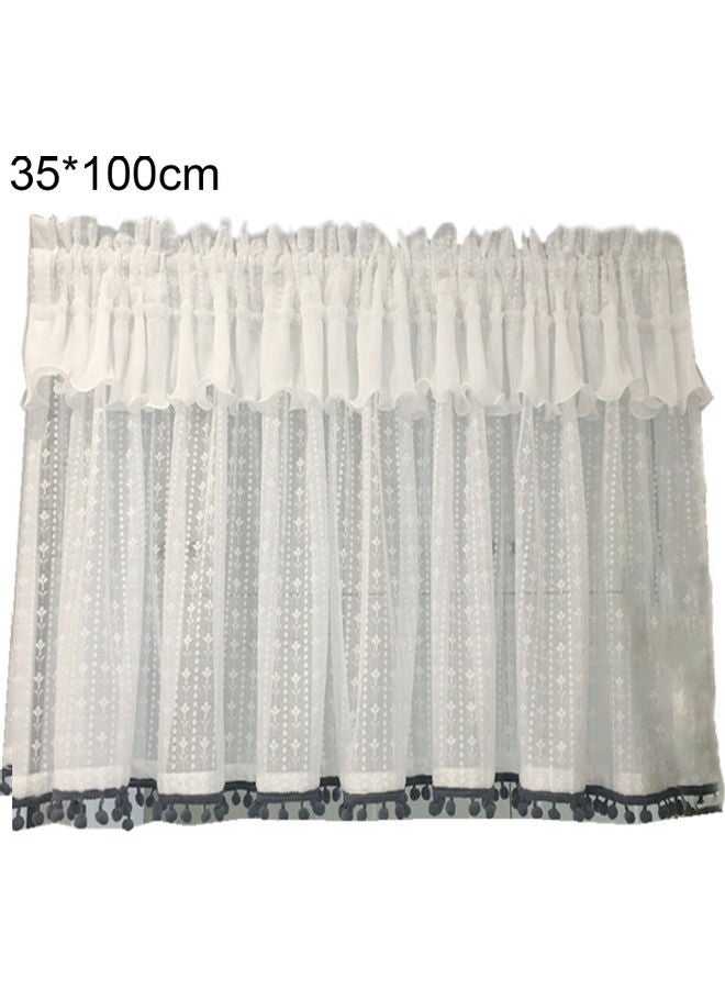 NIBEMINENT Cotton Short Window Curtain Grey/White  - Image 1