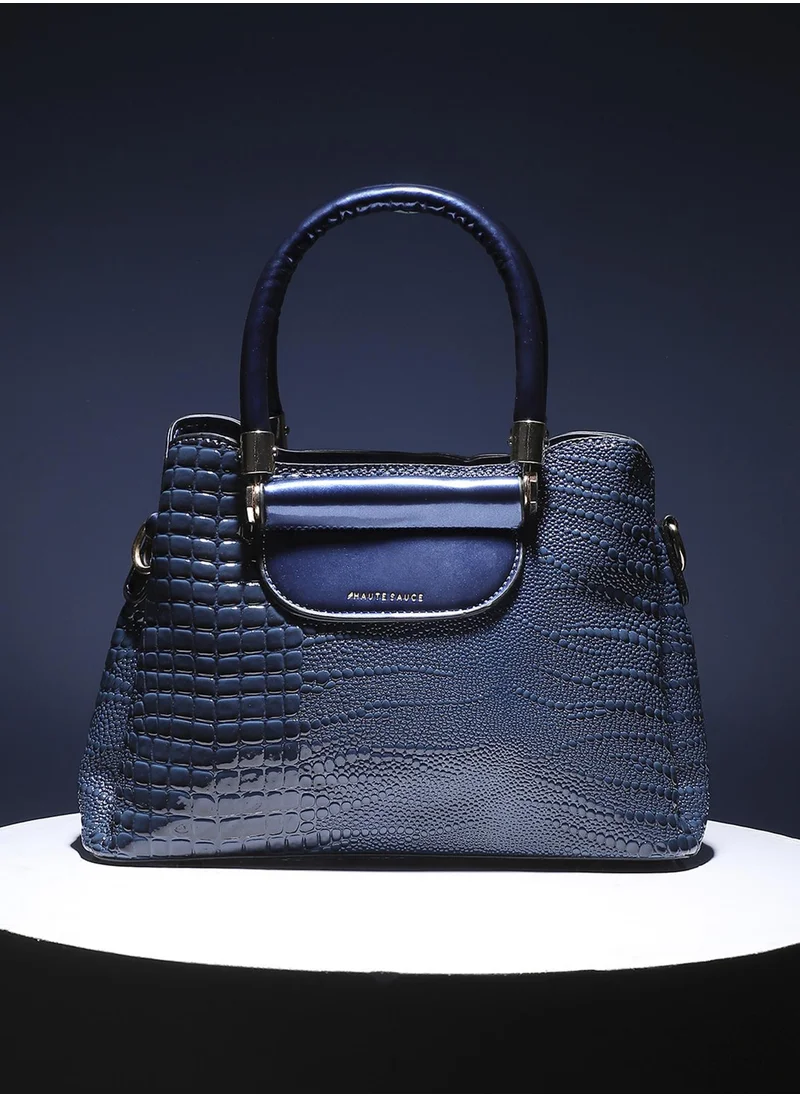 صوص هاوت Structured Croc Handbag - Midnight Blue