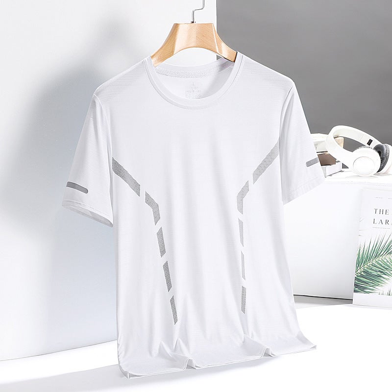 Ice Silk T-Shirt Men'S Quick-Drying Short-Sleeved T-Shirt Summer High-Elastic Ice-Feel Breathable Middle-Aged Tops Factory - Image 1