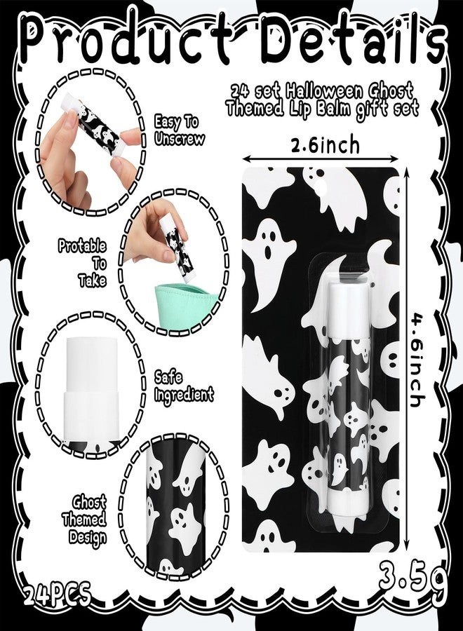 Heigble 24 Pcs Halloween Party Decoration Ghost Lip Balms Bulk Baby Shower Party Favors for Guest Gift Set Travel Size Lip Balm Halloween Birthday Favors Decorations - Image 4