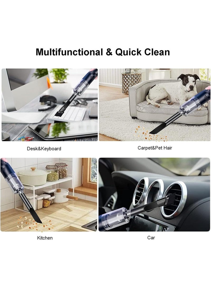 مكنسة كهربائية 120 واط - 3 في 1 منفضة هواء مع قوة شفط 19000 باسكال أداة تنظيف رطبة وجافة للسيارة والمنزل والمكتب وشعر الحيوانات الأليفة ولوحة المفاتيح والكمبيوتر المحمول - منفاخ هواء محمول ومزيل غبار - Image 4