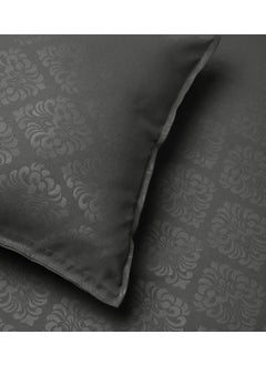 BROMWICK BROMWICK 300 TC Microfiber Damask Double Bed Sheet with Two Pillows Covers 90x100 Inches Dark Gray  - Image 4