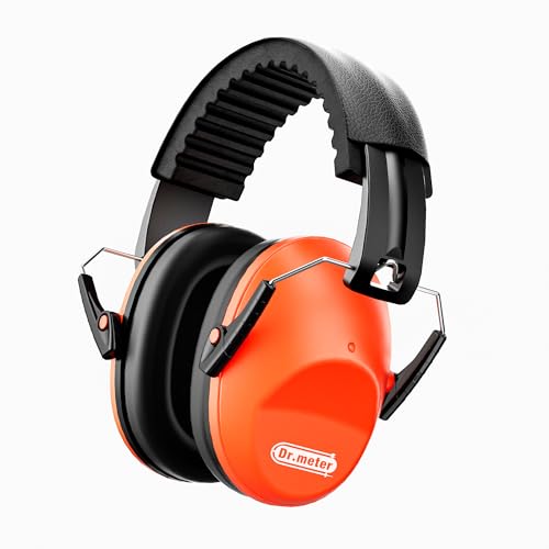 Dr.meter Ear Muffs for Noise Reduction: 27.4SNR Noise Cancelling Headphones for Kids Adults, EM100 Adjustable Hearing Protection Earmuffs for Monster Jam, Autism Sensory, Concerts, Fireworks Orange - Image 1