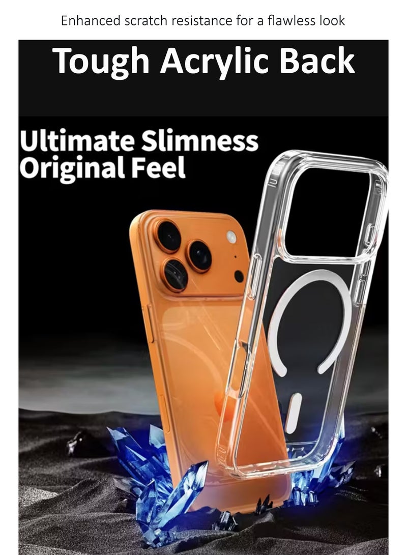 For Apple iPhone 17 Pro Max Magnetic Case, Compatible with MagSafe/Wireless Charging【Anti-Yellowing】Crystal Clear Shockproof Protection Back Cover, Ultra Slim Strong Magnet Phone Shell Case for Apple iPhone 17 Pro Max - Image 3